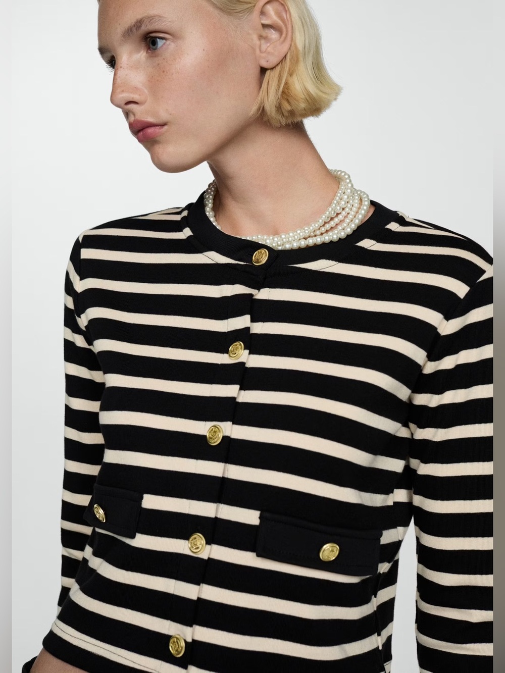 Mango Black striped cardigan with buttons NWT